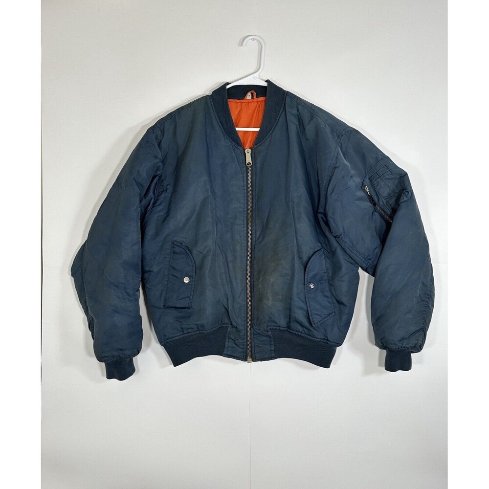 Vintage Harry Fox Intermediate Flyer USAF Satin Reversible Jacket MA-1 Mens Sz L